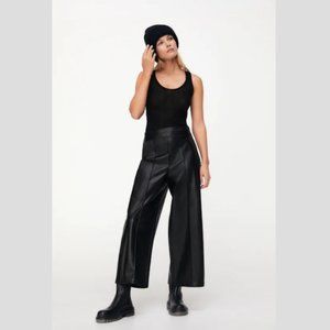 Zara Black Faux Leather Culotte Pants, Sz XS, NWT